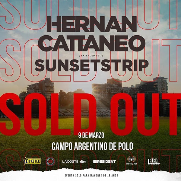 Hernán Cattáneo anuncia un nuevo Sold Out! Sunsetstrip, 9 de marzo, Campo Argentino de Polo